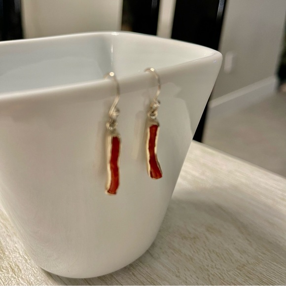 Sterling silver 925 one of a kind bezel set branch coral earrings - Picture 2 of 10